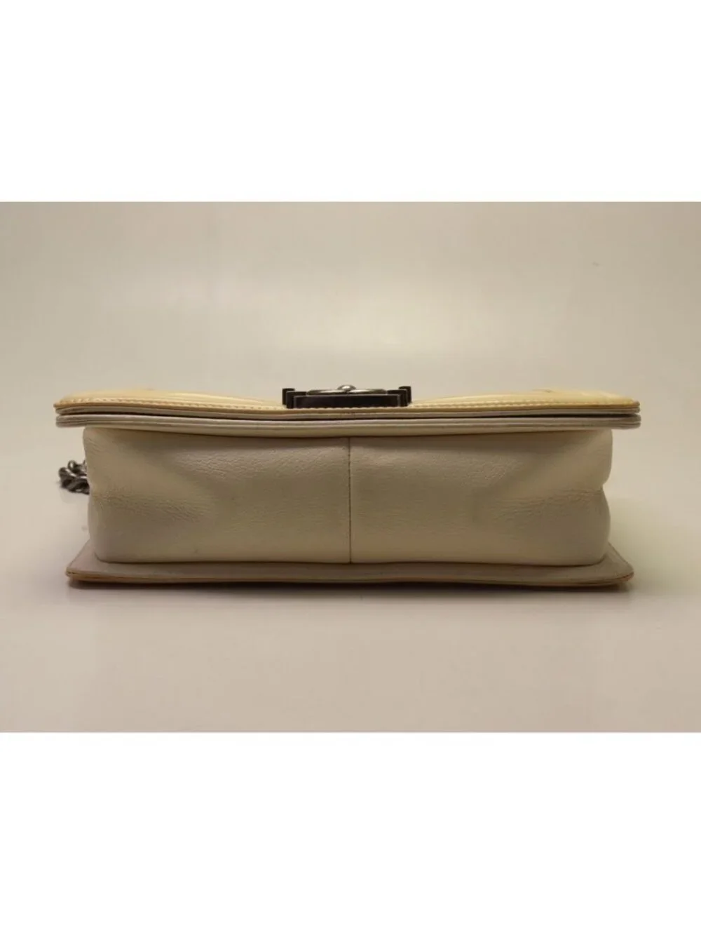 Chanel Boy Leather Patent White Chain Shoulder Bag